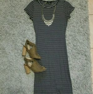 Black and White Striped Bodycon Dress